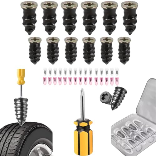 30 Stück Vakuum Reifen Reparatur Nagel, Reifenreparaturset Auto mit Schraubendreher, Motorradreifen Reparaturset, Tyre Repair Kit für Auto, Motorrad (15S + 15L)