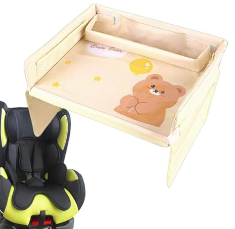 Fruusv Vassoio per seggiolino auto per bambini, vassoio da viaggio per bambini, organizer da scrivania di grande capacità, robusto tavolo per snack e attività, per libri, tablet, bevande, viaggi su