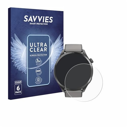 Savvies 6 Stück Schutzfolie für Hama Smartwatch 9000 Displayschutz-Folie Ultra-Transparent