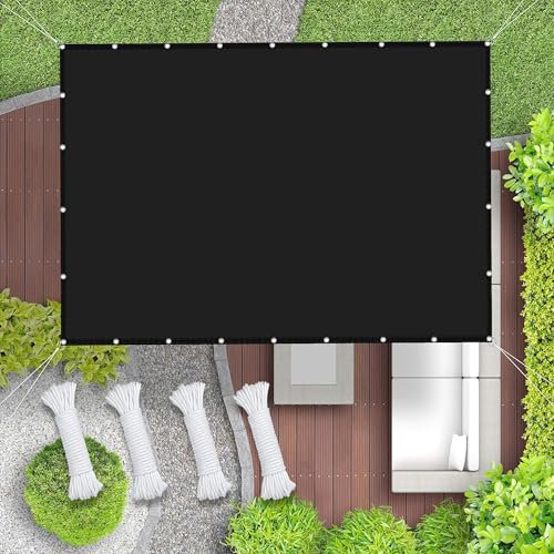 Voile d'ombrage Terrasse Rectangulaire 1 x 5 m Protection des Rayons UV Voile d'ombrage Toile D Ombrage avec Le Kit de Fixation pour Patio Terrasse Extérieur Sable, Noir