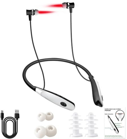 Infrarot-Rotlichttherapien, Tinnitus-Entlastungsgerät, wiederaufladbarer Kopfhörer, 500-mAh-Akku, Nackenbelastungsdesign, Gehörgangbestrahlung, ideal für den täglichen Gebrauch