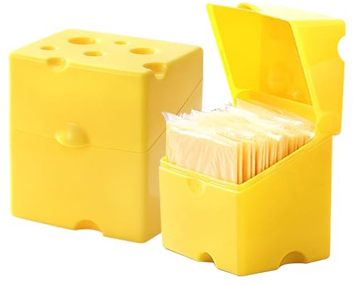 Mskmnkot 2Pcs Sliced Cheese Container for Fridge BPA Free Cheese Slice Container Cold Resistant Storage Box with Flip Lid Slice Holder Keeps Fresh Longer