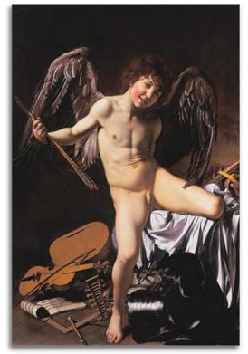 YMXSDIMDS Amor Vincit Omnia von Caravaggio, Gemälde, Poster, dekoratives Gemälde, Leinwand, Wandkunst, Wohnzimmer, Schlafzimmer, 30 x 45 cm