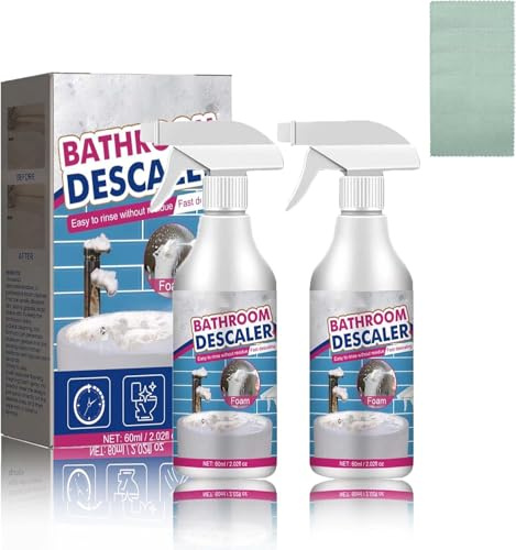 Bathroom Descaler Foam Spray, Method Cleaning Products, Bathroom Cleaner, Limescale Remover Spray, Toilet Cleaning Foam, Multipurpose Cleaner for Toilet/Glass/Sink Tub/Faucets/Mirrors (2)