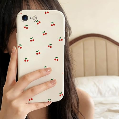 QIODAYI Compatible with iPhone 7/8/SE 2020/SE 2022 Full Screen Cherry Purple Black Butterfly Silicone Shockproof Phone Case | Full Screen Cherry Purple Black Butterfly Silicone Shockproof Phone Case