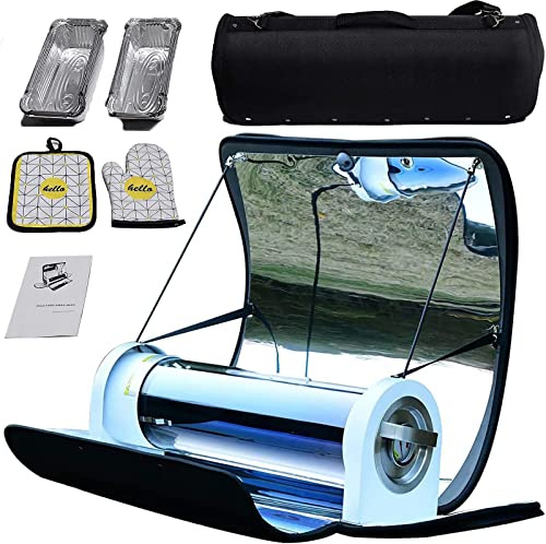 Solarofen Campingkocher Solarkocher, 4,5 l großes Fassungsvermögen Outdoor-Ofen Campingkocher mit Thermometer für 20–30 Minuten. Die Temperatur im Ofen kann 140–160 ° erreichen, zum Aufwärmen beim C