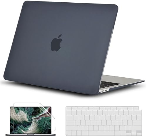 GVTECH Case For MacBook Air 13 inch, 2020 2019 2018 A2337 M1 A2179 A1932, Plastic Hard Shell & Keyboard Cover & Screen Protector Compatible with MacBook Air 13 inch Retina, Matte Black
