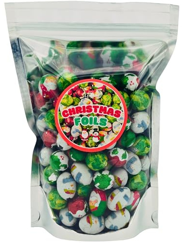 Christmas Chocolate Foiled Balls and Ovals, Foil Wrapped, 500g, Perfect for Stocking Fillers, Displays, Parties, Advent Calendars
