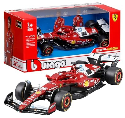 Bburago Ferrari SF-25 F1 2025#16 Leclerc Diecast Model Car 1:43 Realistic Miniature F1 Car with Official Ferrari Licence, Recommended Ages 3+, Red