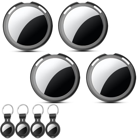 Air Smart Tracker Tags 4 Pack [Apple MFi Certified] (iOS Only) Item Finders Work with Apple Find My Worldwide Tracking 80dB Waterproof for Keys Luggage Wallet Pets Travel No Subscription Includes case