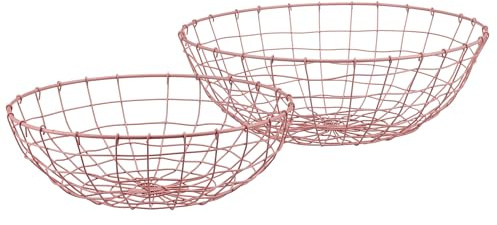 Metalldraht-Schalen 2er-Set Ø 40 & 33 cm – Obstkorb & Dekokorb. Rosa