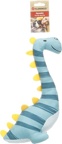Flamingo Hundespielzeug - Stedo Dinosaurier blau - Robustes Textil mit Quietscher - interaktives Hundespielzeug - 11x23,5x32cm