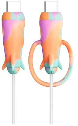 Vdaxvme Stretchable 2 in 1 Chargers Line Guard Silicone Protectors for Various Devices Unraveled Cable Tie