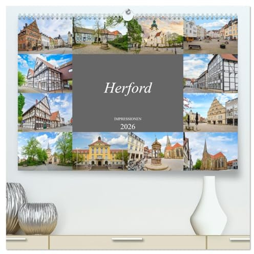 Herford Impressionen (hochwertiger Premium Wandkalender 2026 DIN A2 quer), Kunstdruck in Hochglanz: Eine Bilderreise durch die romantische Stadt Herford (CALVENDO Orte)