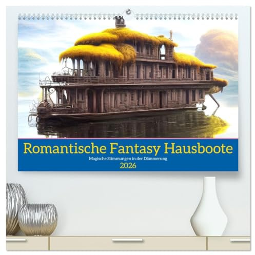 Romantische Fantasy Hausboote Magische Stimmungen in der Dämmerung (hochwertiger Premium Wandkalender 2026 DIN A2 quer), Kunstdruck in Hochglanz: ... der Dämmerung erstrahlen. (CALVENDO Natur)