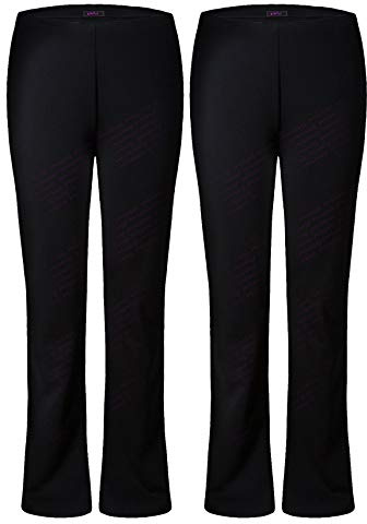 M1427 Ladies Stretch Trousers Pack of 2 Bootleg Stretch Ribbed Trousers Black Size 8-26