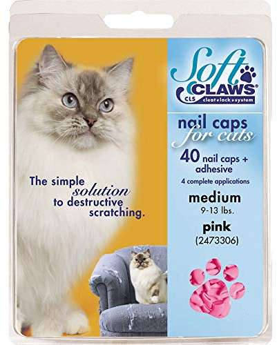 SOFT CLAWS Kit de Protège-Griffes pour Chats Adultes, Medium, Rose