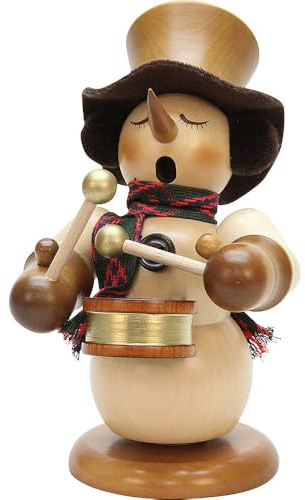 Räuchermännchen Schneemann mit Trommel natur, limitiert - 23,0cm - Original Erzgebirge Räuchermann - Christian Ulbricht