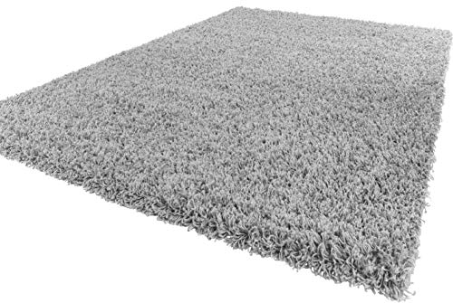 Paco Home Shaggy Hochflor Langflor Teppich Sky Einfarbig in Grau, Grösse:120x170 cm