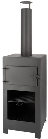 Outdoor Kamin, Terrassenofen, Pizza Ofen mit Brennrost, Eisen schwarz
