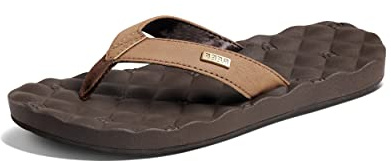 Reef Dreams Damen-Flip-Flop, Memoryschaum-Fußbett, Kunstleder, Satinfutter, Braun, 42.5 EU