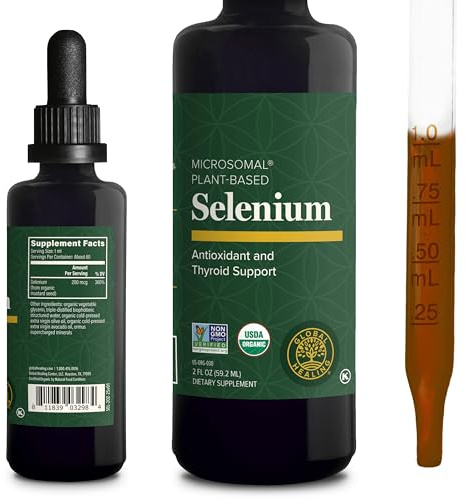 Global Healing Center - Selenium 200mcg, Selenium Supplement Drops with Organic Ingredients, Antioxidants for Thyroid and Immune Support, Non-GMO & Gluten-Free, for Men & Women - 2 Fl Oz