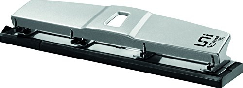 Maped Perforadora de Papel Universal 4 Agujeros con Capacidad de 10 a 12 Hojas, Agujereadora con Sujeción Optimizada y Tapa para Confetis, Acabado Metálico Plateado para Oficina y Escuela