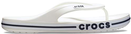 Crocs Unisex Slide, Bayaband Slide, White/Navy, 9 UK Men/ 10 UK Women