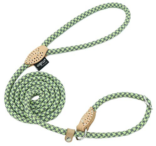 Grand Line Retrieverleine mit Zugstopp, 150 cm Moxonleine Reflektierende Hundeleine, Sicher Dauerhafte Trainingsleine Moxonleine für Kleine Mittlere und Große Hunde - 6mm, Grau-Grün