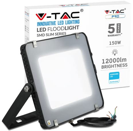 V-TAC VT-150 150W LED A++ Negro Proyector - Proyectores (150 W, LED, Negro, LED, A++, Blanco)