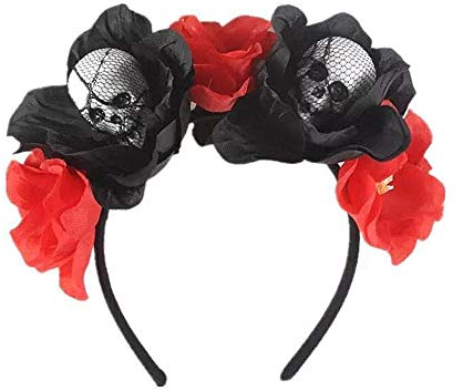 Nv Wang Halloween Stirnband, Gothic Damen Rose Blumen Haarband Halloween Schädel kopfstück Fancy Dress Haarschmuck Party Kopfband