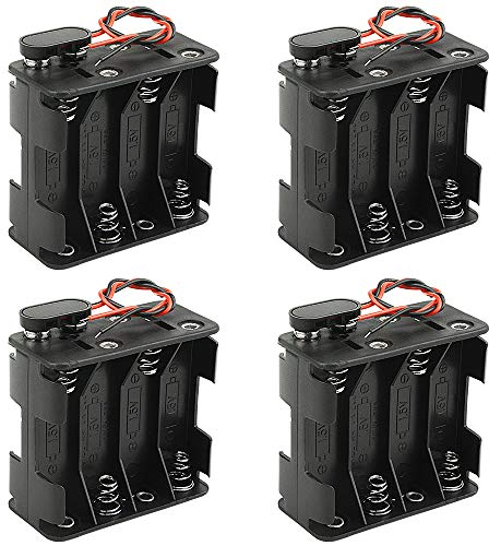 WMYCONGCONG 4er-Pack 8 x 1,5 V AA-Batteriehalter mit Standard-Schnappverbinder und Hartplastikgehäuse I-Typ-Draht (8AA)