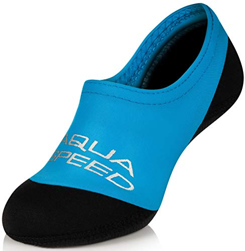 Aqua Speed Socks für Damen Teenager | blaue Neoprensocken Schwimmen | Water Socken | rutschfeste Neopren Badesocken | Tauchsocken elastisch | Aquasocken leicht | 01 – Blau | Gr. 36-37 | Neo