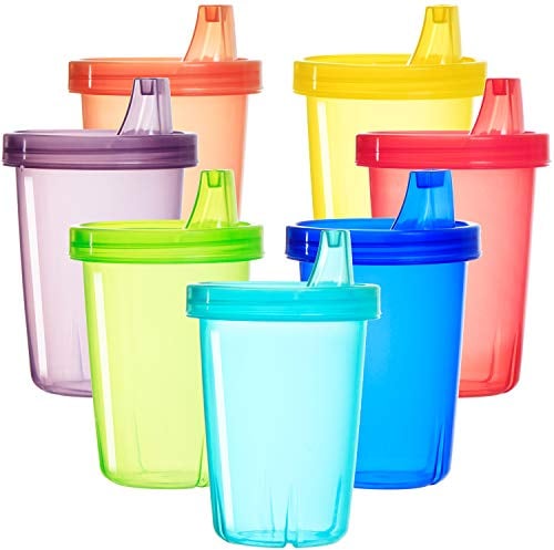 Youngever 7 Pack Reusable Kids Sippy Cups, Assorted Rainbow Colors