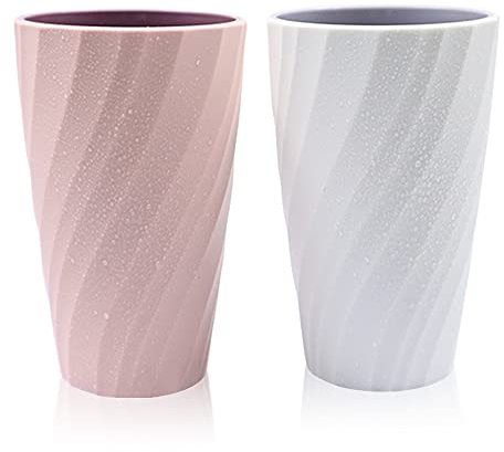 Unzerbrechlicher Zahnputzbecher für Badezimmer, weich und langlebig, Badezimmer-Becher, Zahnbürstenhalter (weiß und rosa)