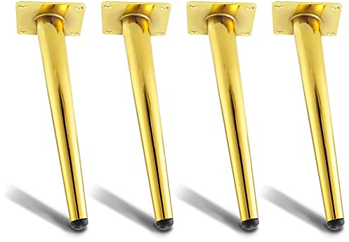 Möbelfüße, Schräg Konisch Möbelfüße, DIY Möbel Tischbeine Sofafüße Tischgestell, Metall Schrankbeine mit Kunststoffgummikopf, für Couchtisch, Esstisch, Schreibtisch, Nachttisch(4 Stück )