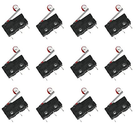 JZK 12 pièces Micro interrupteur de fin de course avec bras de levier à rouleau momentané 3 broches 3Pin AC 250V 5A SPDT 1NO 1NC Micro-interrupteurs à action instantanée