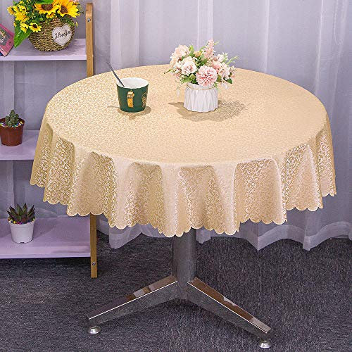Kuinmpiond Wachstuchtischdecke Wachstuch Wachstischdecke Verdickung Tischdecken Abwaschbar Goldener Runder Durchmesser Von 220 cm