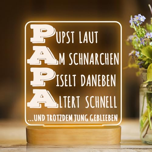CooPark Papa Geburtstag Geschenk, Geschenke für Papa LED Lampe Nachtlicht, Vatertag, Thanksgiving, Weihnachten, Papa Geschenkidee von Tochter Sohn