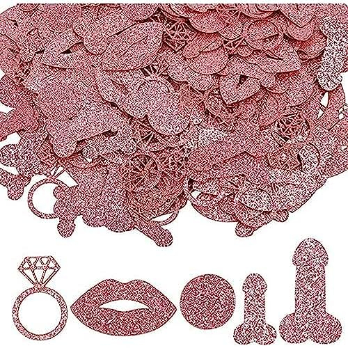 YOLOUP JGA Konfetti Rosegold Bride to be Streudeko glitzerndes Papier Konfetti lustige Party Dekoration für Junggesellinnenabschied wedding Damen Geburtstagsparty Deko (ca. 350 pcs,5 Stil)