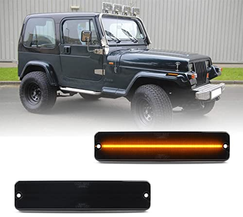 njssjd LED-Seitenblinker, gelbe Blinker, vordere Seitenmarkierung für Jeep Wrangler YJ 1987 1988 1989 1990 1991 1992 1993 1994 1995 Fender Flare Lamps Repeater