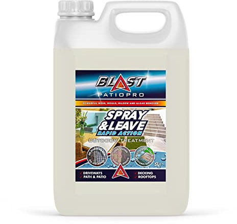 Spray & Leave Wet n Forget Rapid Action Outdoor Treatment | Moss, Mould, Mildew, Lichen, Algae Remover | Decking, Driveways, Rooftops, Path and Patio Cleaner - 5 Litre (Packaging may vary)