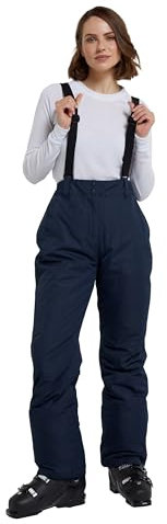 Mountain Warehouse Moon Skihose für Damen - Thermo-Schneehose, Outdoorhose für Damen, Verstellbarer Bund, mit abnehmbaren Hosenträgern, Skibekleidung, Weite Passform Marine Damengröße EU 34