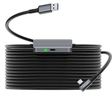 Amavasion Link Cable 16FT Compatible with Meta Quest2/Pro Accessories,with Separate Charging Port for Power Supply,High Speed USB 3.0 Type A to C Data Transfer Link Cable for Gaming PC-Black