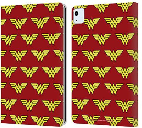 Head Case Designs Licenciado Oficialmente Wonder Woman DC Comics Patrón Logotipos Carcasa de Cuero Tipo Libro Compatible con Apple iPad Air 2020/2022