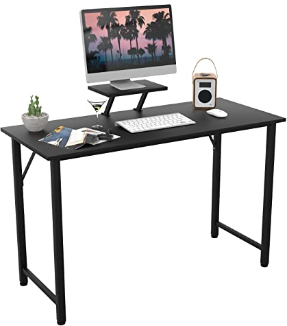 Lvhecforhm Escritorio Ordenador con Bandeja para Monitor, 80x40x75cm Mesa de trabajo apta para el Hogar, Oficinas, Salón - Negro