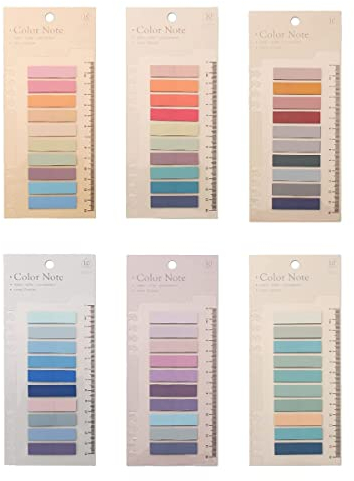 1200 Stück Index Sticker Tabs Haftnotizen Tabs, 6 Stile Pagemarker Selbstklebend Pastell Beschreibbare mit Lineal für Seitenmarkierung Lesezeichen
