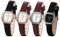JewelryWe Damenuhr Leder Uhren Damen - 4pcs Vintage Quadrat Analog Quarz Armbanduhr mit Schwarz/Braun Leder Armband und Rosegold/Silber Quadratischem Gehäuse Beiläufige Uhr für Frauen Mädchen