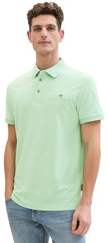 TOM TAILOR Herren Basic Piqué Poloshirt mit Brusttasche, 35070 - Mint Grindle Structure, XL