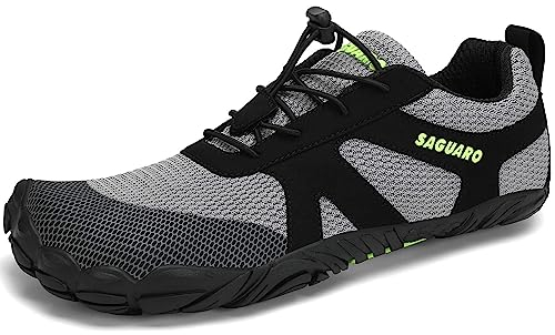 SAGUARO Barfußschuhe Damen Herren Zehenschuhe Traillaufschuhe Weich Bequem Barfussschuhe Fitnessschuhe Männer Frauen Trainingsschuhe für Joggen Laufen Wandern, Wolken Grau, 40 EU